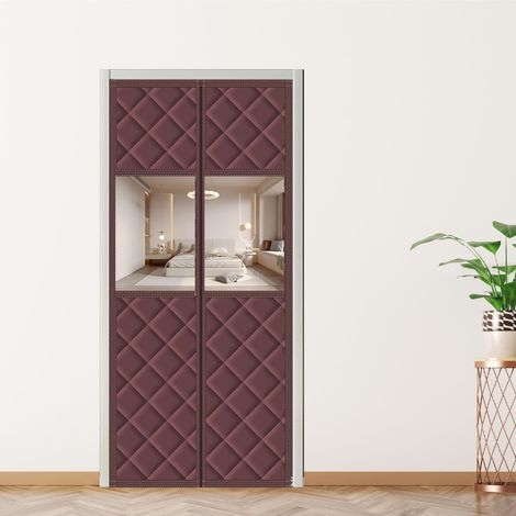 Rideau de porte magnétique isolant, en coton épais, insonorisé, imperméable et isolant thermique, 110 x 200 cm, marron. (1/5)