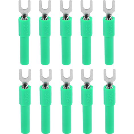 10 connecteurs fourche U 4mm verts pour multimètre, cosses électriques à sertir, lot de 10 pièces (1/5)