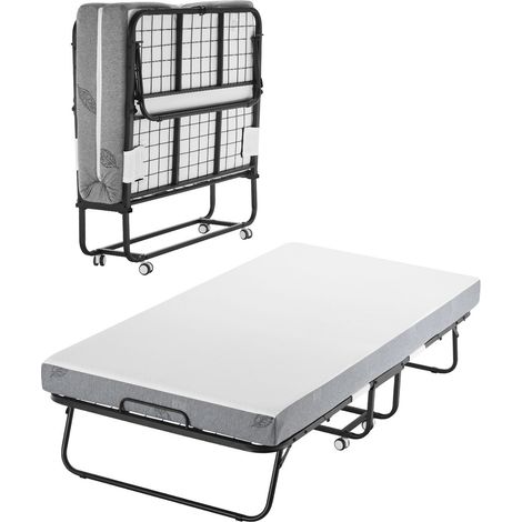 Lit Pliant 38x75 cm avec Matelas 5 cm, Cadre Métallique Renforcé, Mousse Mémoire, Format Twin, Portable pour Adultes, Invités. (1/5)