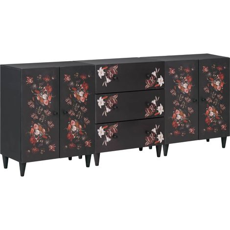Storage Cabinets 3 pcs 180 x 33 x 75 cm Solid Mango Wood vidaXL (1/5)