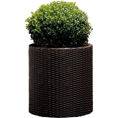 Jardinière Haute Aspect Résine Tressée - Modèle Grande Taille (1/4)