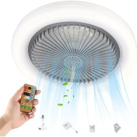 Ventilateur plafond 2 en 1 LED sans pales 30W gris avec télécommande (1/5)