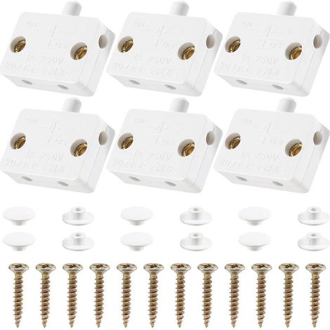 Lot de 6 interrupteurs LED pour éclairage de placard, interrupteurs pour lampes électriques, blanc (1/5)