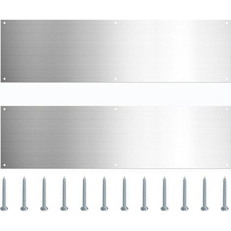 Plaques de seuil de porte en acier inoxydable Lot de 2 Résistantes aux rayures Installation facile avec vis Pour portes intérieures et extérieures (1/4)