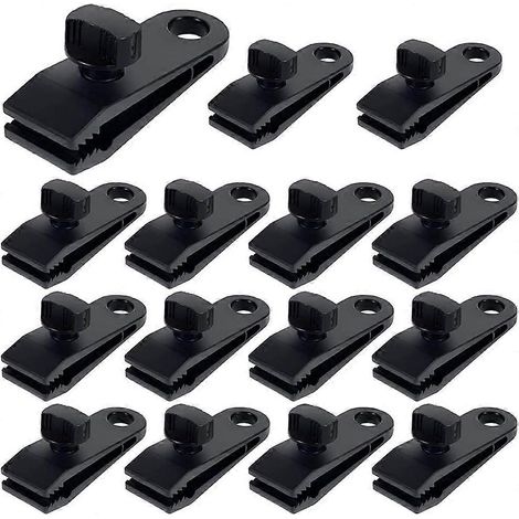 Pinces pour bâche, pinces pour tente, pinces multifonctions en plastique pour bâche, accessoires pour bâche et auvent de camping (lot de 15). (1/5)