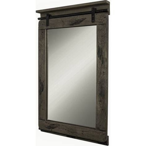 specchio in legno di Mango 60x8x100 grigio scuro laccato RAILWAY