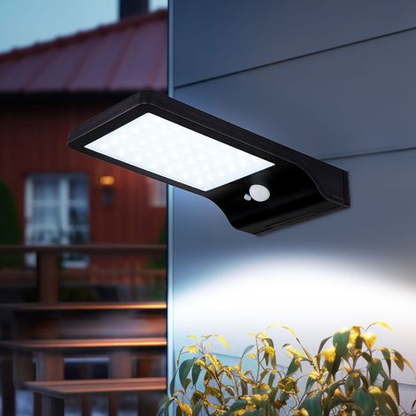 Lampada da parete a luce solare lampada da esterno rilevatore di movimento per posto auto coperto, plastica nera, batteria IP44, LED 13000K 250Lm 0,2W, L 11 cm