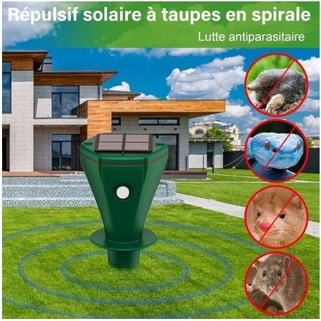 Anti Taupe Solaire, 2 Pièces Répulsif Taupe Vibration et Ultrasons, Efficace Contre Les Taupes, Les Campagnols, Les Souris, Les Serpent, Ainsi Que Les Rongeurs de Jardin