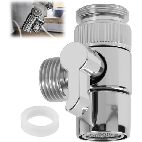 Robinet Diverteur 3 Voies Chromé avec Adaptateur M22/M24 – Pour Cuisine et Salle de Bain, Écrou Rotatif pour Installation Facile