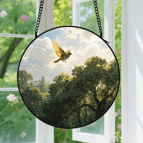 Suspension en vitrail - Attrape-soleil coloré unique pour maison, décoration minimaliste, cadeau Anniversaire pour femme, homme, grand-mère 9cm (1/5)