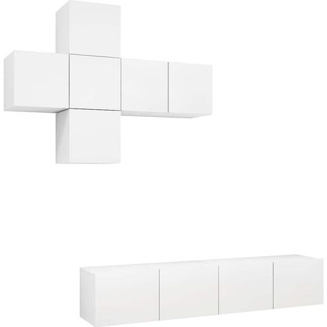 Maison Exclusive - Set Mobile TV 7 pz Bianco in Legno Multistrato (1/5)