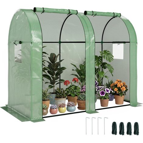 Serre robuste avec 4 fenêtres, 2 portes zippées, protection UV pour la culture des plantes, 185 x 94 x 150 cm, verte