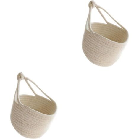 Lot de 2 cintres pour panier à vêtements suspendus en tissu blanc (1/5)