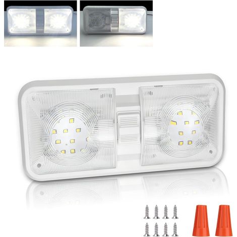 Plafonnier LED 12V Camping Car(Blanc Naturel 4000-4500K), 48LED Voiture Interieur avec Interrupteur ON/OFF, Lampe Dôme Double 1000LM Éclairages pour Intérieur de Caravane, Camping-Car, Bateau (1/5)