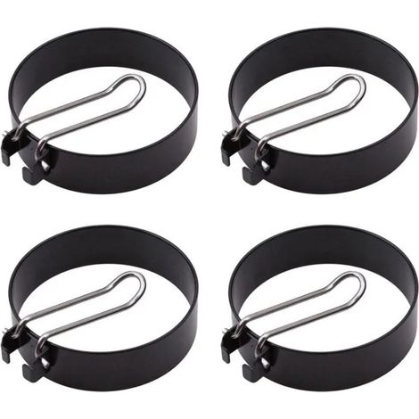 Moule à œufs acier inoxydable 4 pièces, cercles œufs antiadhésifs poignées pliables, pour muffins aux œufs. (1/5)