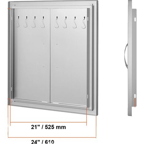 Sportello di accesso per barbecue, in acciaio inox a doppio strato, design elegante, 61 x 61 cm, colore argento. (1/2)