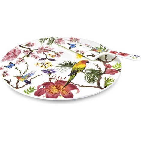 Fade piatto torta Paradise porcellana bianca con paletta 30 cm (1/2)