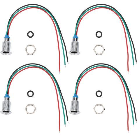 Hyuduo LED Rondes Préalable, Voyant Indicateur étanche à Double Couleur pour la Modification de la Voiture et de l'ordinateur, 10 Mm les LED Cathod Communes, Niveau IP67 IK10, avec Matériau en Laiton. (1/5)