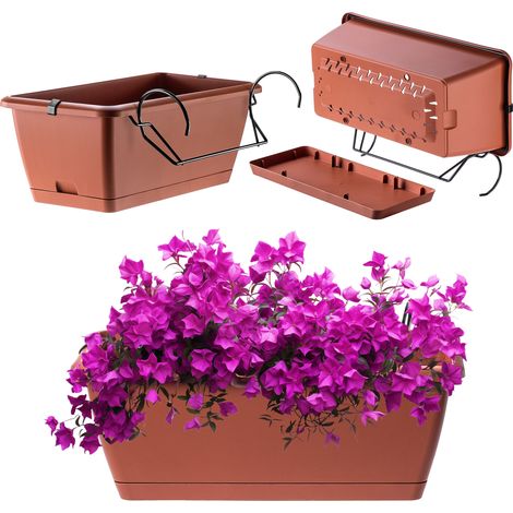 KADAX Blumenkasten mit Griffen, 40 cm, Terrakotta