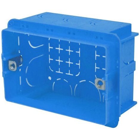 Scatola 504 rettangolare con inserto metallico, 4 posti, interasse 108,4 mm, 137x74x53,5 mm, ideale per installazioni elettriche interne