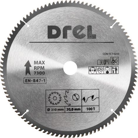 Sega circolare in metallo duro Drel 210 x 30 mm, 100T, alluminio