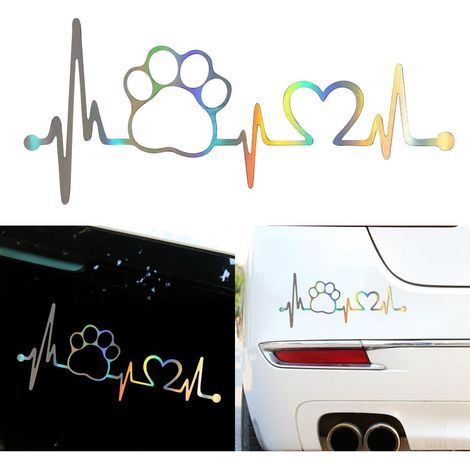 Lot de 4 autocollants vitre motif battement de cœur, 17,8 cm x 7,7 cm, déco fenêtre adhésif noir, stickers muraux pour intérieur, design pulsation cardiaque, film vinyle résistant. (1/5)