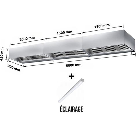 Hotte caisson sans moteur 5000x900x450 mm avec éclairage, filtre et robinet de vidange PREMIUM - GOLDINOX (1/4)