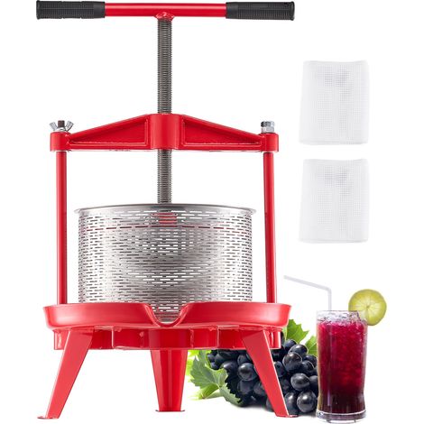 VEVOR Pressa Manuale per Vino di Frutta Cesto in Acciaio Inox 9L con Manico, Spremiagrumi Manuale per Bevande Alcoliche Pressa per Sidro, Mela, Uva, Tintura, Miele, Olio deOliva Cucina, Casa