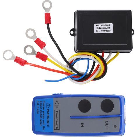 Kit de télécommande sans fil pour treuil avec récepteur 434 MHz, interrupteur 12 V/24 V et combiné universel pour voiture, camion, VTT et SUV. (1/5)