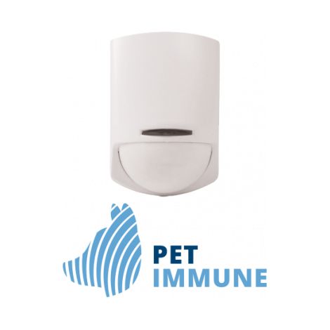 Passiver Infrarot-Detektor für den Innenbereich. Immun gegen Tiere bis ca. 25 kg. Digitale Signalanalyse.