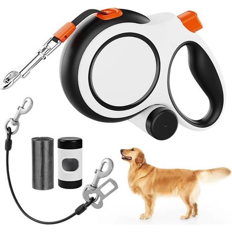 Guinzaglio per cani - Linea di traino estensibile - Guinzaglio retrattile - Impugnatura antiscivolo - Moschettone girevole anti-groviglio - Resistente - 8 m - per cani di taglia media e grande (1/5)