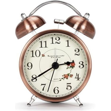 Pr Classic Bell Alarm Clock, Vintage Retro Silent Morning Alarm Clock, Luminous Analog Alarm Clock for Adult Children, Copper (1/5)
