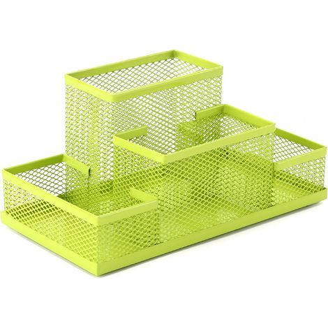 Multifunktionaler Schreibtisch-Organizer aus Metall mit Stiftehalter, verschiebbarer Schublade aus Drahtgeflecht und Aufbewahrungsbox für Schreibwaren für das Homeoffice (grün) (1/5)