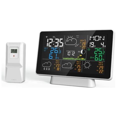Station Meteo Interieur Exterieur Sans Fil, Station Météo 7,5 Pouces Connectée WIFI, Station Météo Sans Fil avec Prévisions Météorologiques, Baromètre,Heure, Date,Phase de Lune,Alarme et Snooze. (1/5)