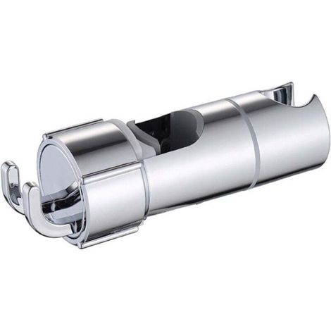 Support de Douche Réglable avec 2 Crochets, Universel Support de Pommeau de Douche pour Barre de Douche de 18-25 mm, ABS Chromé Support Douchette à Main, Installation Facile (1/4)