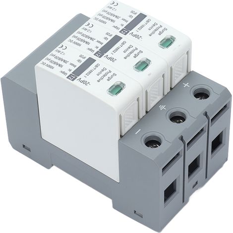 3P 10-20kA 1000V DC Photovoltaik-Überspannungsableiter, Überspannungs- und Blitzschutz für Solaranlagen, DC-Überspannungsableitergerät, 3-poliges Überspannungsableiter-Set. (1/5)