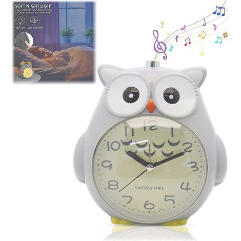 Réveil à quartz avec messages vocaux, réveil hibou pour enfants avec lumière de réveil, hibou de dessin animé (1/5)