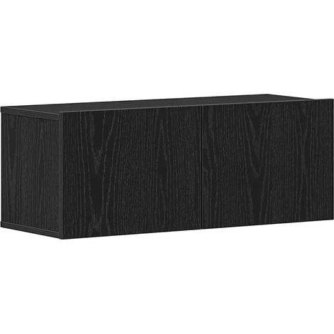 Lot de 2 meubles TV modernes avec étagères 80 x 30 x 30 cm en bois d'ingénierie chêne noir