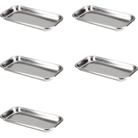 5 pièces Plateau en Acier Inoxydable, Plateau INOX Rectangulaire, Plateaux Médical Rectangulaire INOX, plateau Tatouage Inoxydable, Plateau de Laboratoire Pour Les Tatouages Chirurgie Dentaire (1/5)
