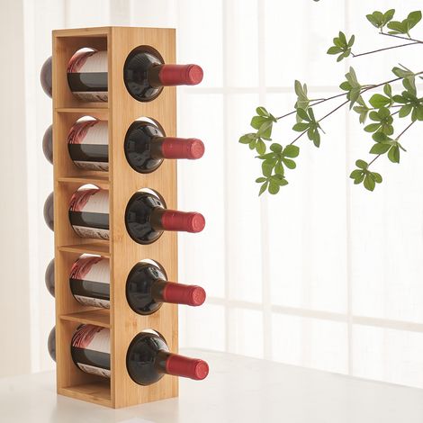 Casier à vin,Support de vin, Armoire de Rangement de vin en Bois,Porte- bouteilles de vin pour 5 bouteilles,13,51253 cm