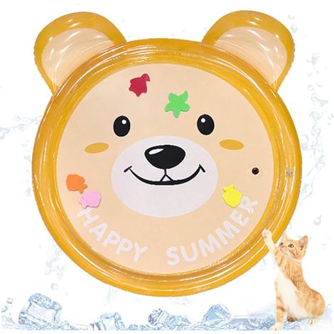 Tapis rafraîchissant pour animaux 75x75cm, coussin eau été, tapis sensoriel ours pour chats chiens petits moyens (1/5)