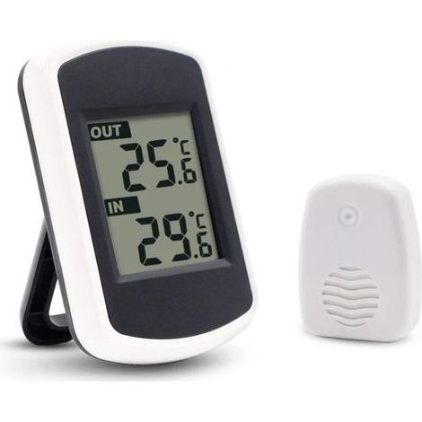 YMYNY LCD-Digital-Funkthermometer für den Innen- und Außenbereich, Mini-Raumtemperatursensor, kleiner, genauer Wettertester für Zuhause, Schlafzimmer und Büro, Weiß (1/5)