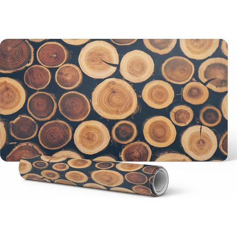 Mantel decorativo con estampado premium de c铆rculos de madera, 120 x 60 cm.