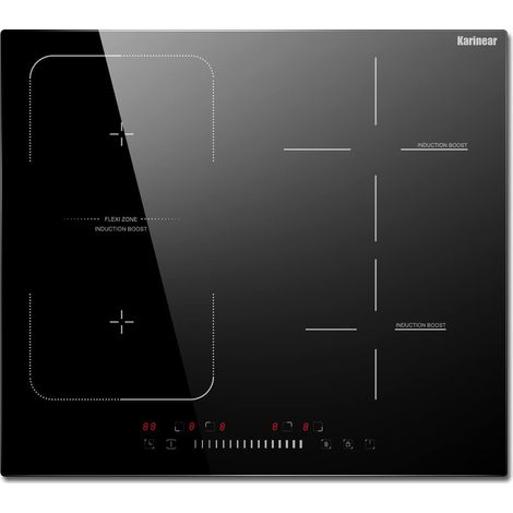Karinear – Plaque induction 60 cm 7200 W – 4 foyers – Commande à curseur – Fonction Boost – Zone flexi – Sécurité enfants (1/5)