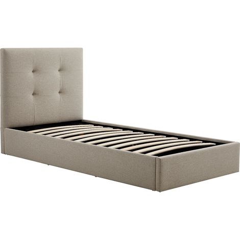 Lit coffre 90 x 190 cm – Tissu – Taupe – CALINIDA (1/5)