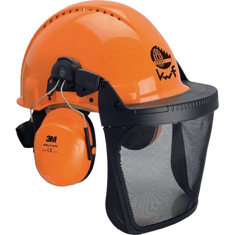 3M – Casque de protection forestier G3000M orange – Norme EPI EN 397 – Matériau stabilisé aux UV – Conçu pour environnements extérieurs