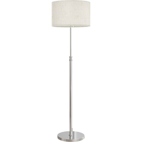 Lámpara de pie regulable con mando a distancia, pantalla de tela, metal, beige (1/4)