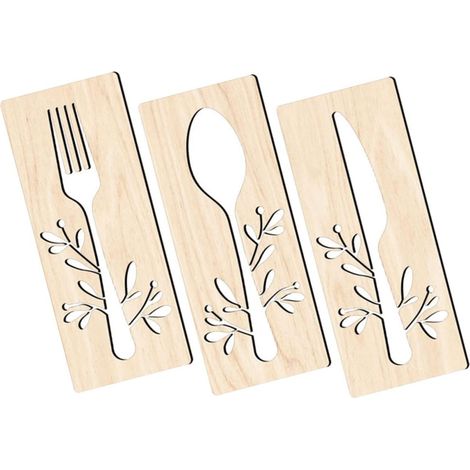 Panneau Mural la Cuisine en Bois 1 Set Tilleul Rustique Décoratif (1/5)