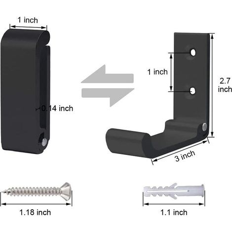 Crochets Muraux Pliables, 4 Pièces Support Casque Mural, Crochets pour Manteaux Invisibles, Crochet Mural en Aluminium, Avec Vis, Patère pour Veste Serviette (Noir) (1/4)