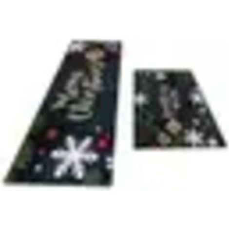 Lot de 2 tapis de sol rectangulaires lavables pour la cuisine, motif Noël - Style 3 / S (1/2)